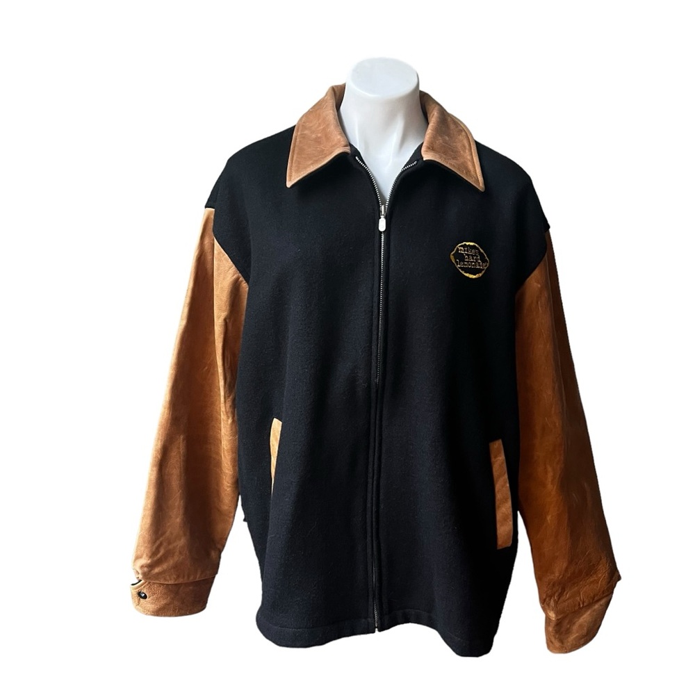 Mike’s Hard Lemonade Logo Wool Blend and Leather Zip Zip Front Jacket, Sz XL